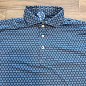 RLX Ralph Lauren Polo Mens Small Blue Geometric Golf Performance Stretch Hybrid